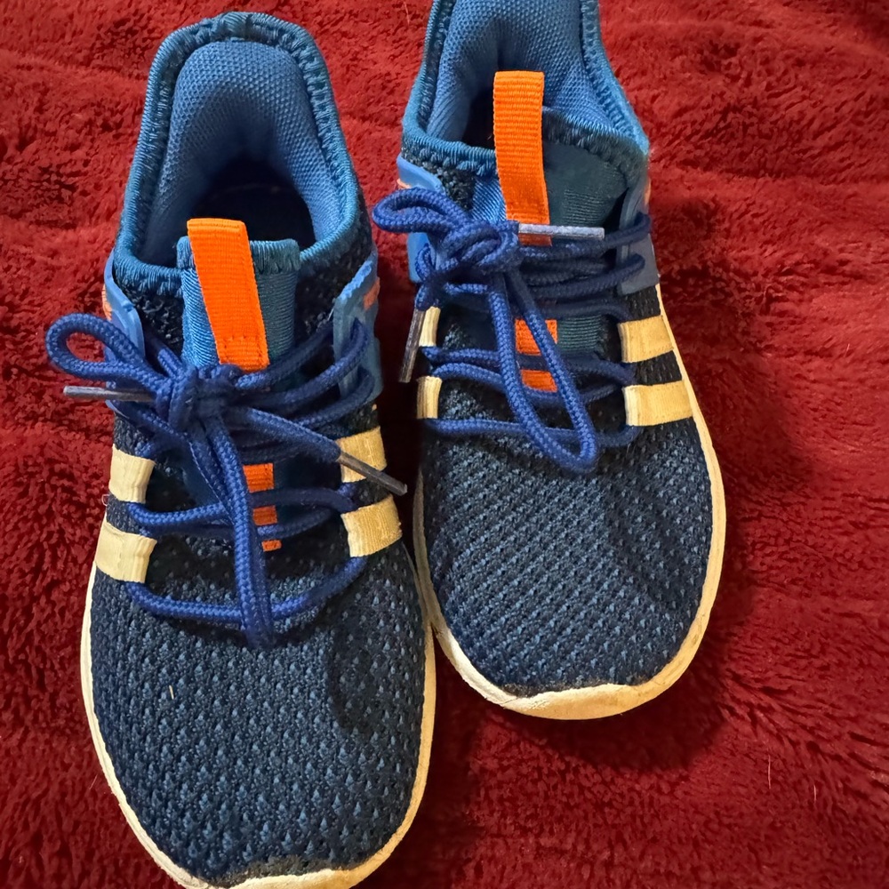 Young Boys Size 12 Vibrant Blue and Orange Kids Sneakers